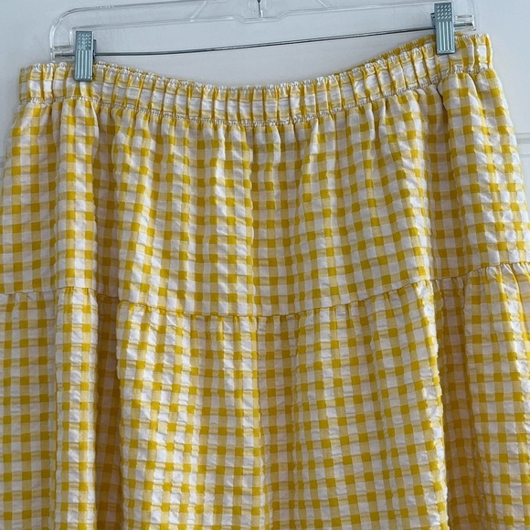 Old Navy Womens Gingham Tiered Maxi Skirt Size 2X Cottagecore Preppy Seersucker - Picture 5 of 16
